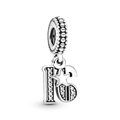 Zinc alloy number 16 charm with shimmering star and pavé stones for bracelets - Number 16 (L25512-16)