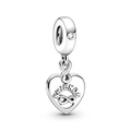 Silver heart charm with infinity symbol and Friends engraving with a sparkling zircon - Friends Heart (L25512-14)