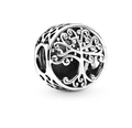 Silver Tree of Life bead charm with hollow heart side patterns and vintage finish - Vintage Tree Of Life Style