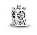S925 sterling silver ferris wheel charm with colorful zircon stones for charm bracelets - Multicolor Zirconia Ferris Wheel Style
