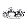 Zilveren motorfiets bedel met gepolijste afwerking en gedetailleerde motor - Cruiser Motorfiets (#10)