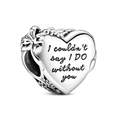 Zilveren hartbedel met I DO gravure en strik voor DIY bedelarmbanden - I DO Hart (#22)