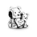 Zilveren hond bedel met hart gravure Always by your side voor bedelarmbanden - Hart Puppy (#24)