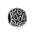 Antiek verzilverde holle kraal met ovale patronen voor Europese bedelarmbanden - Ovale Ring Holle Bol (#42)