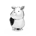 Gepolijste zilveren neushoorn bedel voor DIY armbanden met een schattig dierontwerp - Antropomorfe Neushoorn (#55)