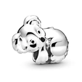 Gepolijste zilveren koala bedel met zwarte emaille ogen voor DIY kralenarmbanden - Chibi Koala (#57)