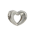 Holle hartvormige 3D-kraal hanger in zilverlegering voor DIY-sieraden maken - Dubbel Genest Hart (#60)
