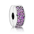 DIY bead bracelet stopper charm in silver finish with pavé set purple crystals - Purple Pave Round Bead Style (#4)