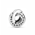 Verstrengelde ringen hanger van zilverlegering met hartpatroon voor DIY-sieraden - Verwante Ring Holle Hart (#64)