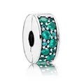 Silver bead charm with green and blue crystals for 4mm DIY jewelry bracelets - Blue Green Pave Charm Style (#7)