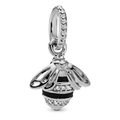 Charm abeille en argent avec émail noir et zircon pour bracelets personnalisés - Spécification Standard / Abeille Argent Noir (L01227/43-12)
