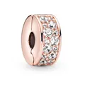 Rose gold clip charm bead with pavé clear cubic zirconia for DIY snake chain bracelets - Rose Gold Pave Ring Style (#9)