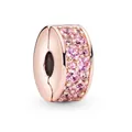 Rose gold clip charm with pink crystal pave for DIY 4mm hole snake chain bracelets - Rose Gold Pink Pave Ring Style (#10)