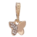 Pendentif papillon doré orné de cristaux avec finition polie pour bracelet à breloques - Spécification Standard / Papillon Or (L01227/43-15)
