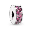 Silver bead charm with pink pavé crystals for 4mm DIY starter bracelets - Pink Gradient Pave Ring Style (#12)