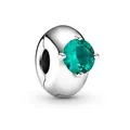 Silver bead charm with emerald green gemstone for DIY bracelets and bangles - Emerald Gem Silver Style (#17)
