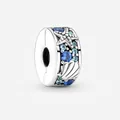 Silver bead charm with blue zircon, starfish and shell patterns for DIY bracelets - Blue Ocean Theme Silver Style (#21)