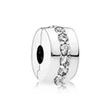 Silver bead stopper clip charm with clear cubic zirconia inlay for diy charm bracelets - Clear Zirconia Silver Stopper Style (#26)
