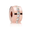 Rose gold spacer clip charm with sparkling cubic zirconia for DIY mesh bracelets - Clear Zirconia Rose Gold Stopper Style (#27)