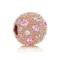 Rose gold pave spherical charm bead with pink and white stones for DIY bracelets - Rose Gold Pink White Pave Bead Style (#31)