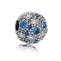Silver bead charm with blue and clear pavé crystals for DIY bracelet jewelry making - Blue White Pave Bead Grain Style (#32)