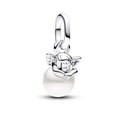Pendentif ange en argent avec perle blanche pour bracelets DIY et bijoux fins - Style Ange aux Yeux Fermés (L1)