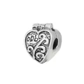 Silver vintage heart spacer bead with intricate vine pattern and 4mm hole - Vine Pattern Heart Vintage Silver Style (#42)