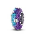Blue-purple gradient starry sky bead with silver moon and star accents for DIY bracelets - Starry Moon Star (L10)