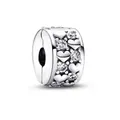 Silver openable heart stopper charm with sparkling cubic zirconia for DIY bracelets - Heart Zirconia Pave Silver Style (#48)