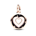 Rose gold charm featuring a white heart set against a black starry night background - Starry Heart Rose Gold (L13)