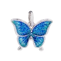 Butterfly charm with blue-green glitter and silver metal frame for DIY jewelry - Blue Green Aurora Butterfly (L15)