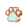 Detail of rose gold cat paw charm featuring heart-shaped opal and hollow-out design - Normal Specification / Rose Gold Heart Fire Opal Cat Paw (#8)