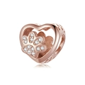Macro detail of rose gold hollow heart charm with sparkling pavé cat paw print - Normal Specification / Rose Gold Hollow Heart Paw (#3)