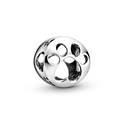 Creative hollow cat paw print metal bead charm with silver-tone finish for DIY jewelry - Normal Specification / Silver Hollow Cat Paw Round Bead (#11)