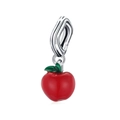 Detailed close-up of a red apple charm with green leaf and silver textured clasp - Normal Specification / Red Apple Pendant (#14)
