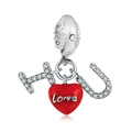 Detailed close-up of I Love U charm with red enamel heart and sparkling zircon accents - Normal Specification / I Love U Romantic Letter Charm (#15)