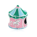 Detailed view of carousel charm with colorful enamel in pink green and blue for bracelets - Normal Specification / Carousel Shape Charm (#17)