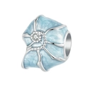 Light blue enamel shell charm with sparkling central stone for DIY bracelet - Light Blue Shell Bead (L13)