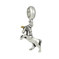 Silver unicorn charm pendant with gold horn for 3mm snake chain DIY bracelet jewelry - Unicorn Two-Tone 3D Dangle (#19)
