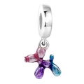 Polished silver balloon dog charm with vibrant pink to blue gradient enamel finish - Balloon Dog Pendant (L16)