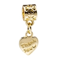 Elegant gold heart pendant with Thank You engraving and decorative hollow pattern clasp - Gold Thank You Heart (L25)