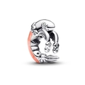Silver lobster charm with coral pink enamel and sparkling zirconia stones in S925 silver - Coral Pink Shrimp (L32)