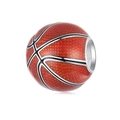 Macro view of a 925 sterling silver basketball charm bead with orange enamel detail - Basketball Bead (14)