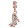 Sparkling rose gold high heel shoe charm pendant with micro-paved crystals and round loop - Rose Gold High Heel (#1 Rose Gold)