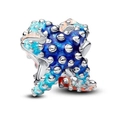 Starfish charm with blue orange enamel and silver finish for DIY bracelets - Gradient Sea Star Pendant (L33)