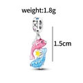 Close-up of S925 silver Pisces charm with colorful enamel fish and zirconia bale - Pisces