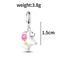 Cute alpaca animal charm in S925 sterling silver with colorful enamel finish - Aries