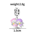 S925 silver Gemini charm with pink and purple enamel girls and star pendant - Gemini