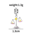Silver Libra zodiac charm with pink enamel and star details, 1.3cm height macro view - Libra