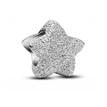 Cuenta de estrella plateada mate con textura polvo de estrellas para bisutería de DIY - Forma de Estrella (L2)
